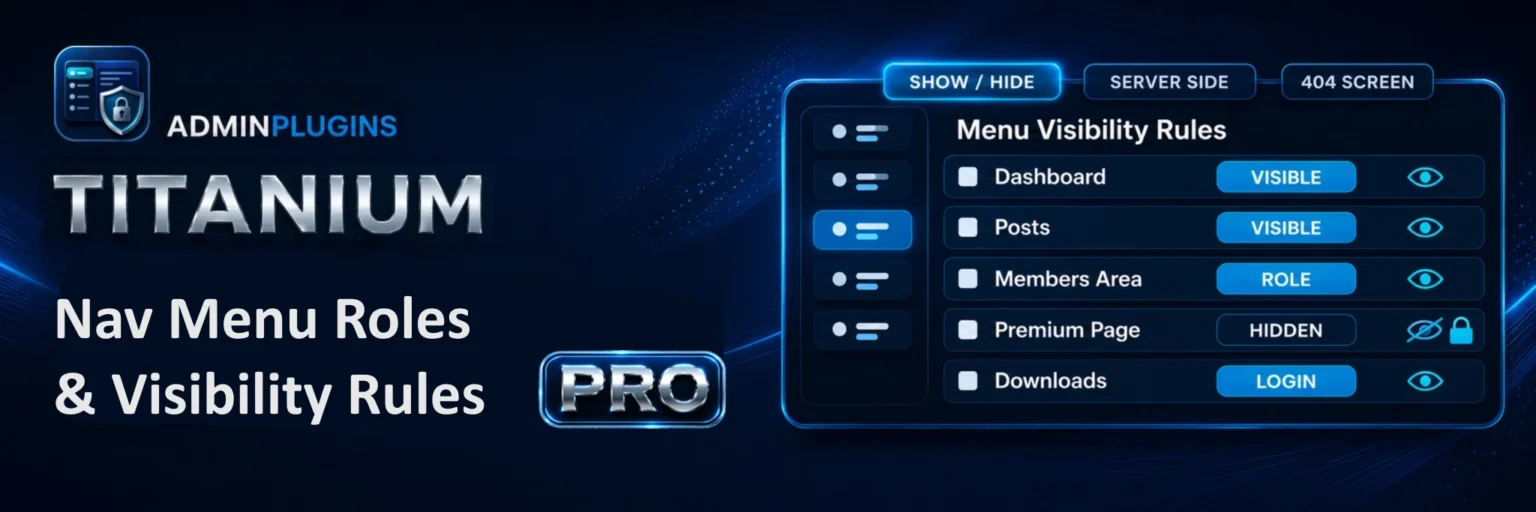 Titanium Nav Menu Roles and Visibility Rules banner